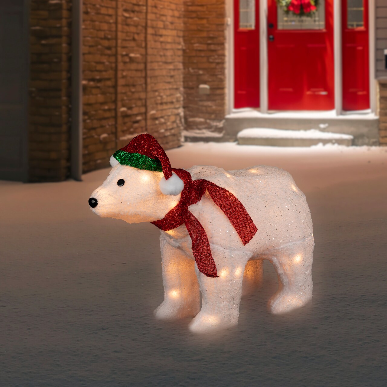 Northlight Lighted Glittered Polar Bear Outdoor Christmas Decoration - 23" - Clear Lights